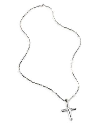 Men's Sterling Silver Classic Chain Cross Pendant Necklace, 22"