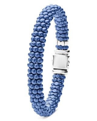 18K Yellow Gold & Sterling Silver Ultramarine Ceramic Bead Bracelet