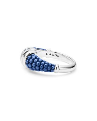 Sterling Silver Diamond & Ceramic Bead Ring