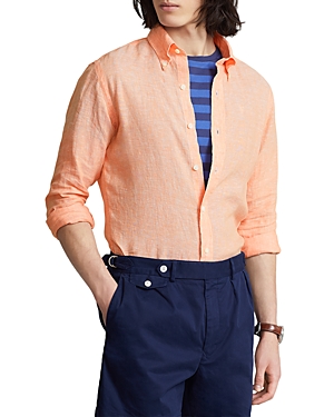 POLO RALPH LAUREN LINEN CHAMBRAY CUSTOM FIT BUTTON DOWN SHIRT