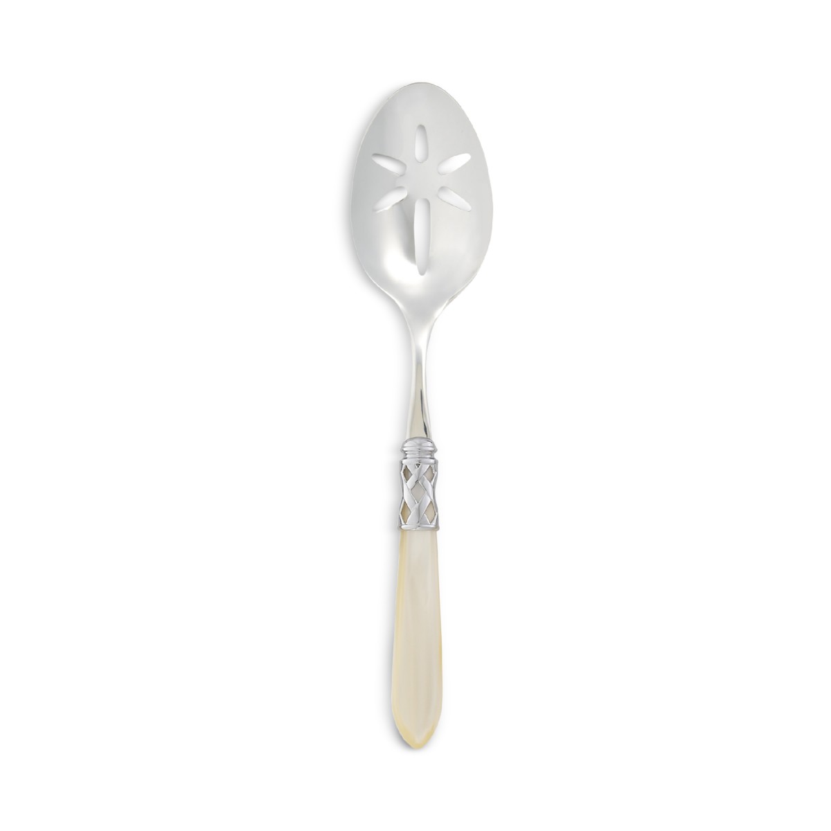 Vietri Aladdin Brilliant Slotted Serving Spoon in Brilliant Ivory