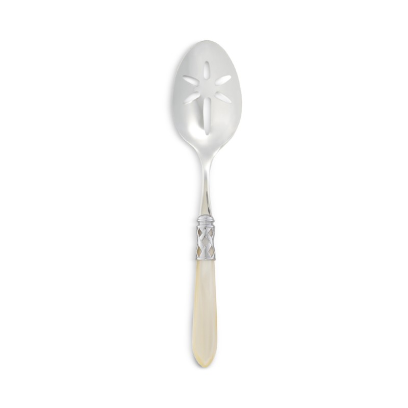 Vietri Aladdin Brilliant Slotted Serving Spoon in Brilliant Ivory
