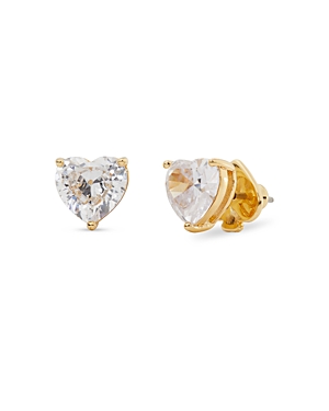 Kate Spade My Love Heart Metal And Cubic Zirconia Earrings In White/gold