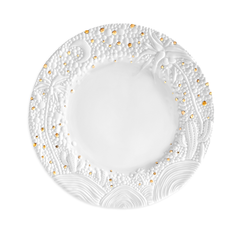 L'objet Haas Mojave Desert 24k Gold & Porcelain Charger Plate In White/gold