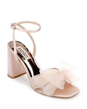 BADGLEY MISCHKA WOMEN'S TESS TULLE BOW BLOCK HEEL SANDALS