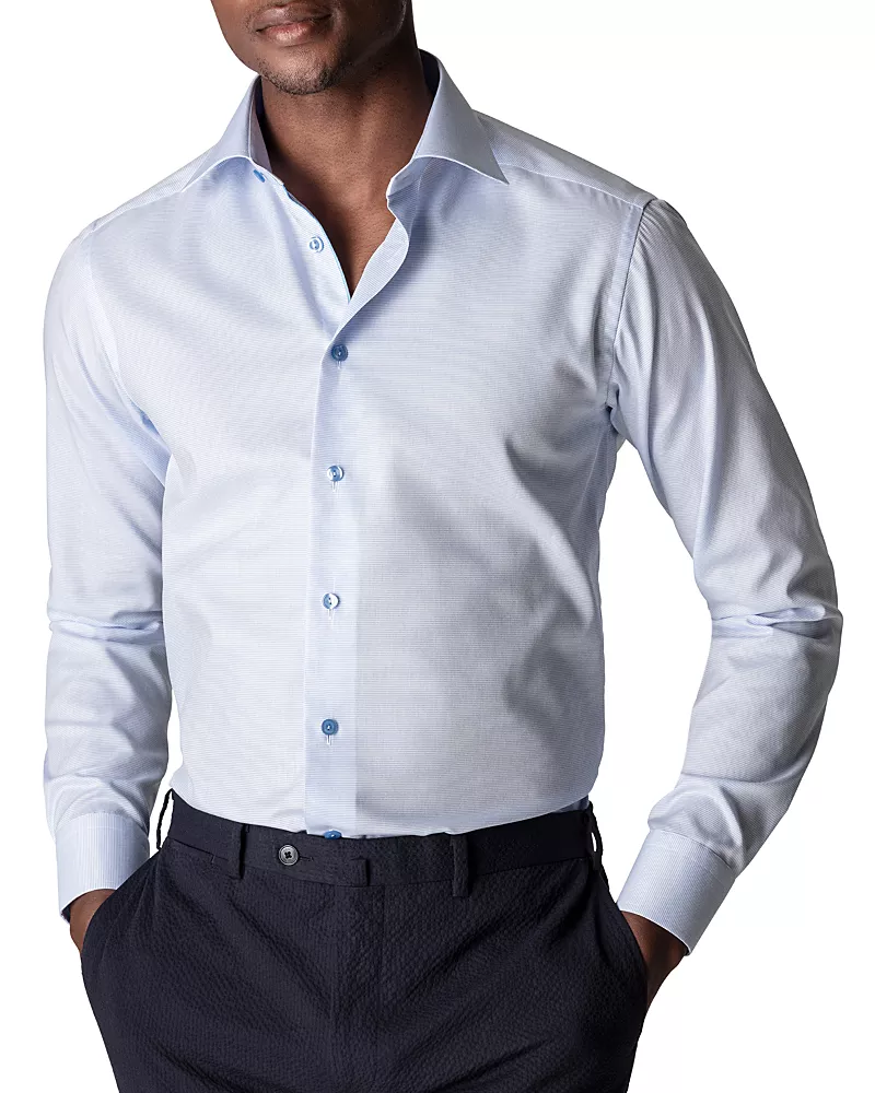 Eton Cotton Contemporary Fit Textured Solid Shirt