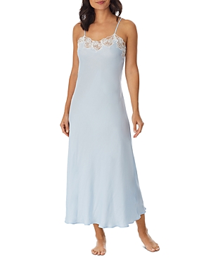 Shop Eileen West Sleeveless Satin Nightgown In Blue