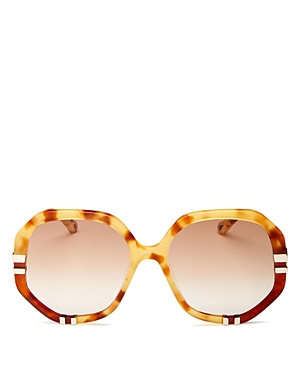 Chloé West Petite Sunglasses Beige Size Onesize 100% Acetate In Light Havana/brown Gradient