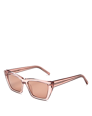 Saint Laurent Mica 53mm Rectangular Sunglasses In Pink/brown
