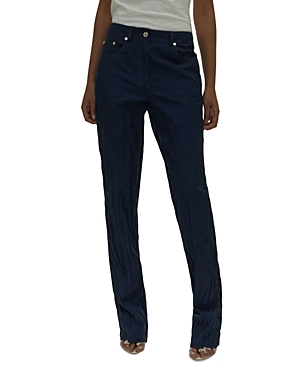 Helmut Lang Crinkled Denim Bootcut Jeans In Indigo In Indigo