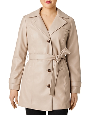 Sanctuary Faux Leather Belted Jacket In Sawdust