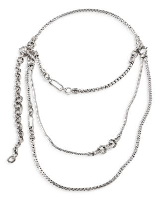 Sterling Silver Classic Chain Layered Necklace, 34"