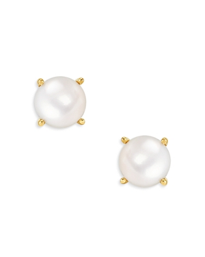 Bloomingdale's Cultured Freshwater Button Pearl Stud Earrings In 14k Yellow Gold - 100% Exclusive In White/gold