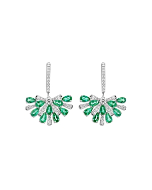 Hueb 18K White Gold Botanica Emerald & Diamond Drop Earrings