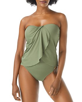 VINCE CAMUTO - Draped Bandeau Tankini Top & Convertible Bikini Bottom