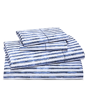Sky Watercolor Stripe Percale Sheet Set, Full - 100% Exclusive In Navy