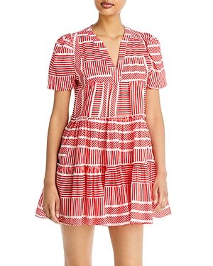 Aqua Puff Sleeve Mini Dress - 100% Exclusive In Red/white