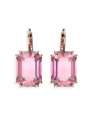 Swarovski - Millenia Pink Crystal Drop Earrings in Rose Gold Tone