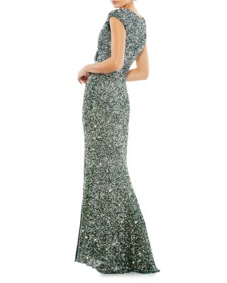 Cap Sleeve Sequin Gown