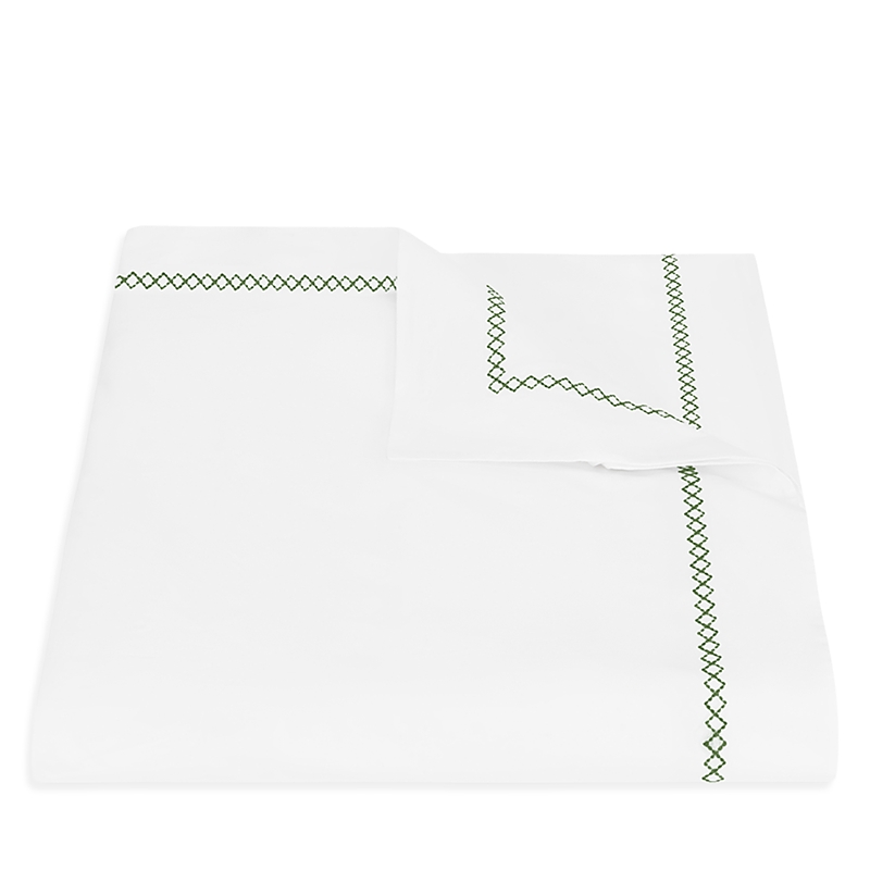 Matouk Hatch Cotton Flat Sheet, King In Green