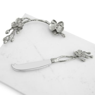 White Orchid Small Cheeseboard with Knife