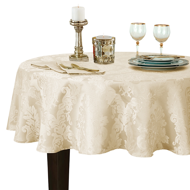 Elrene Home Fashions Elrene Barcelona Jacquard Damask Round Tablecloth, 70 X 70 In Neutral