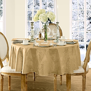 Elrene Home Fashions Elrene Barcelona Jacquard Damask Round Tablecloth, 70 X 70 In Gold