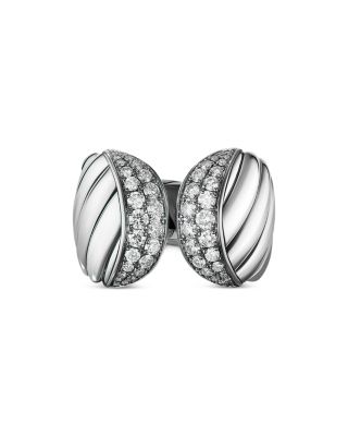Sculpted Cable Ring with Pav&eacute; Diamonds