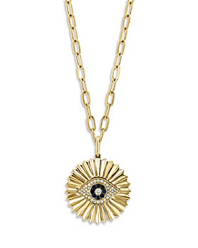 Bloomingdale's - Blue Sapphire & Diamond Evil Eye Pendant Necklace in 14K Yellow Gold, 18" - 100% Exclusive