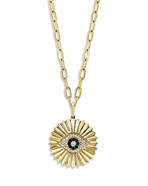 Bloomingdale's Blue Sapphire & Diamond Evil Eye Pendant Necklace in 14K Yellow Gold, 18 - 100% Exclu