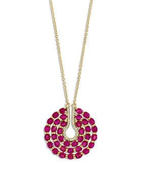 Bloomingdale's - Ruby & Diamond Circle Pendant Necklace in 14K Yellow Gold, 18" - 100% Exclusive