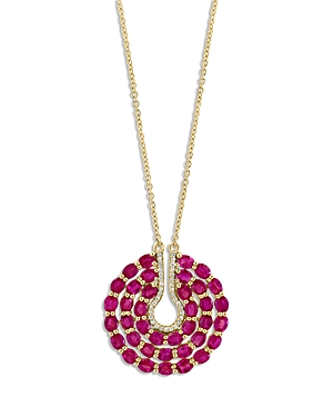 Bloomingdale's Ruby & Diamond Circle Pendant Necklace in 14K Yellow Gold, 18 - 100% Exclusive