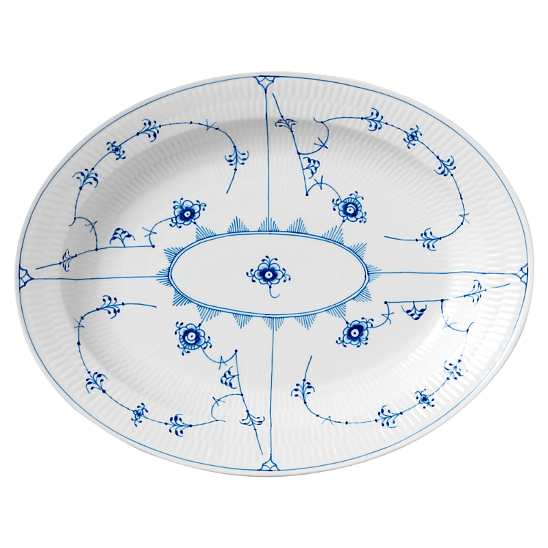 Royal Copenhagen Blue Fluted Plain Oval Platter, 14.25 In Blue/white