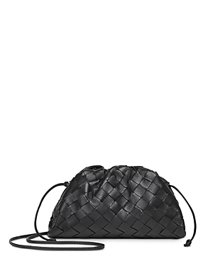 Bottega Veneta Mini Intrecciato Leather Pouch In Black