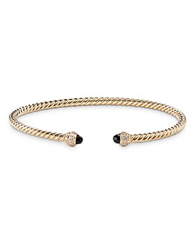 David Yurman - 18K Yellow Gold Cablespira® Bracelet with Black Onyx & Diamonds