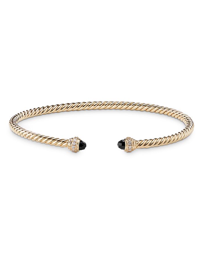 David Yurman - 18K Yellow Gold Cablespira&reg; Bracelet with Black Onyx & Diamonds