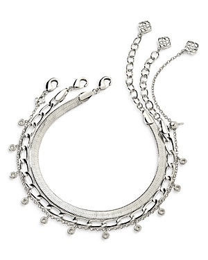 Kendra Scott 3-pc. Set Crystal Kassie Bracelets In Silver Metal