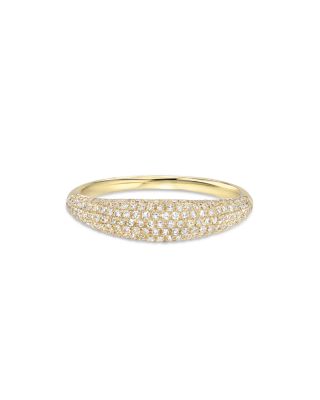 Zoe Lev - 14K Yellow Gold Diamond Pav&eacute; Dome Ring