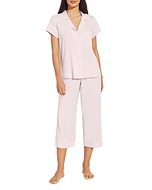Eberjey Gisele Cropped Two-piece Jersey Pajama Set In Lilac/ivory