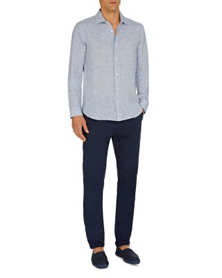 Giles Linen Textured Tailored Fit Button Down Shirt