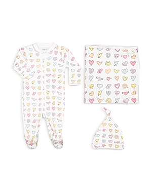 Noomie Girls' Rainbow Hearts Hat, Footie & Blanket Set - Baby