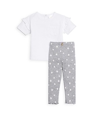 Bloomie's Baby Girls' Ruffled Top & Printed Pants Set - Baby In White