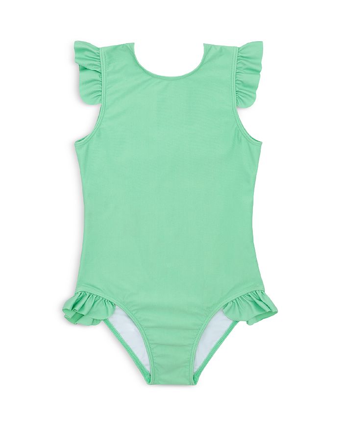 Minnow Girls' Palm Green Ruffled Rash Guard One Piece Swimsuit - Baby,  Little Kid, Big Kid