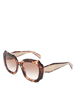 Prada Havana 52mm Gradient Geometric Sunglasses In Havana/tan Gradient