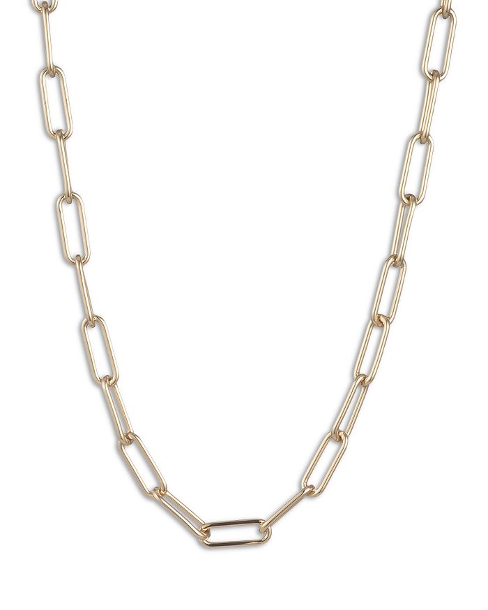 Ralph Lauren Paperclip Link Collar Necklace in Gold Tone, 16