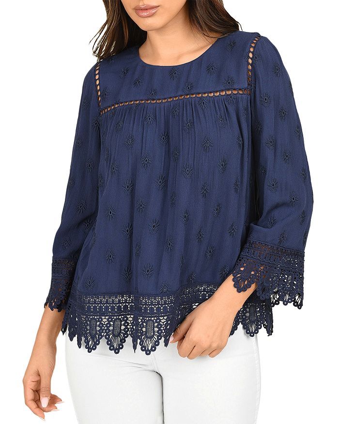 Eyelet peasant top store