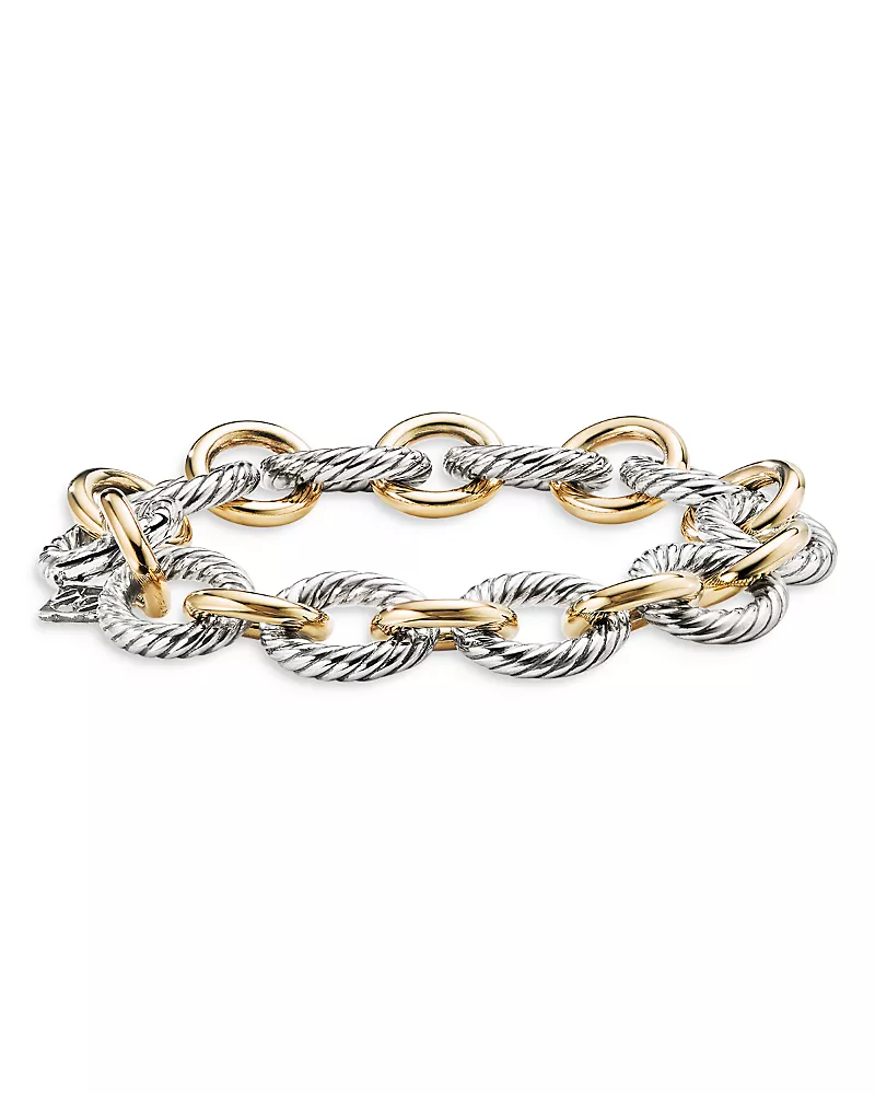 David Yurman 18K Yellow Gold & Sterling Silver Oval Link Bracelet