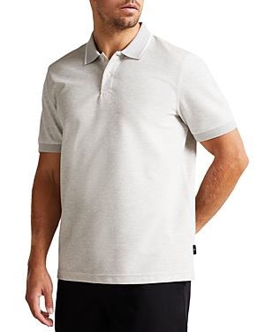 Ted Baker Ellerby Stripe Polo Shirt In Gray Marl