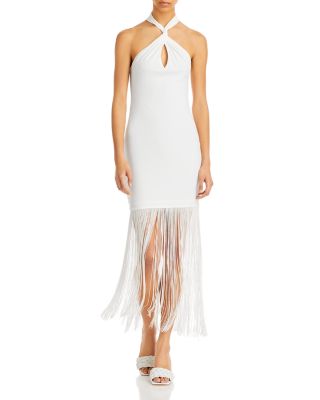 Alice and Olivia Steph Twist Neck Fringe Dress | Bloomingdale's Women