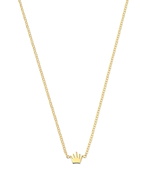 Zoe Chicco 14K Yellow Gold Itty Bitty Symbols Crown Pendant Necklace, 14-16